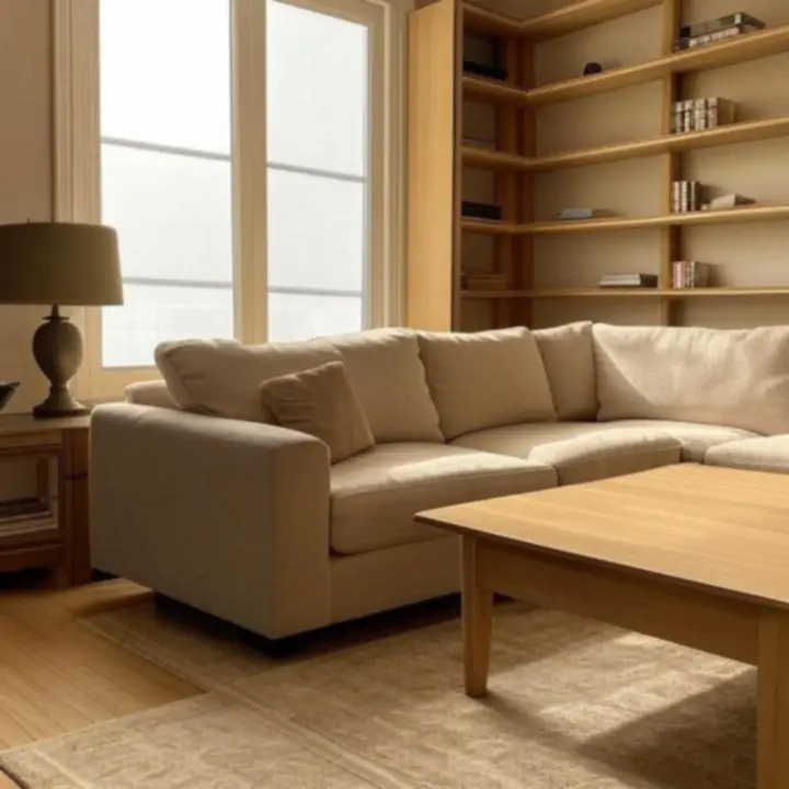 Elegancki, nowoczesny salon z sofą, stolikiem i dekoracjami z oferty ComfortHomePlaza