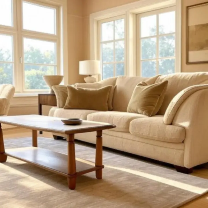 Nowoczesny, luksusowy salon z wygodną sofą i eleganckimi meblami