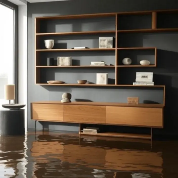 Nowoczesne meble do przechowywania w eleganckim, jasnym salonie