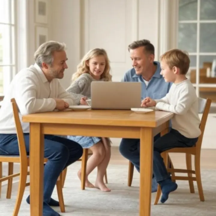 Klienci korzystający ze stołów w domowych wnętrzach